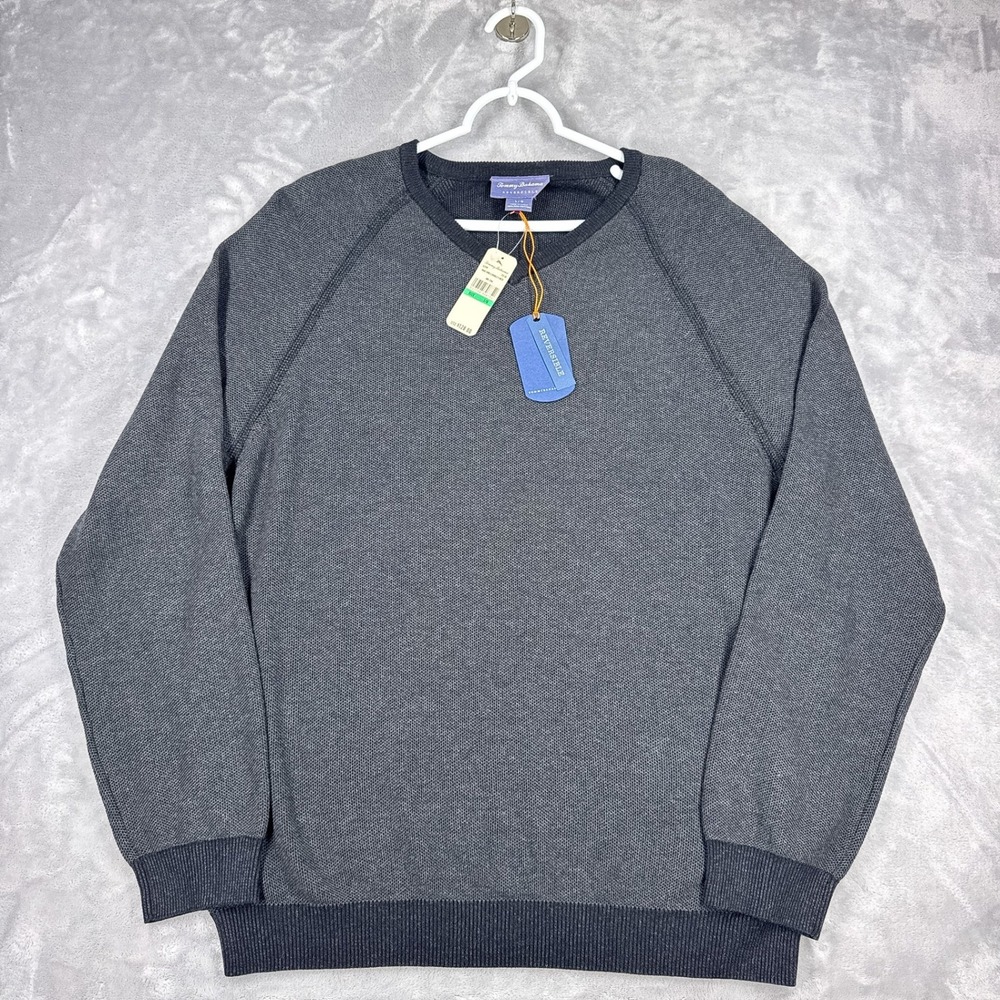Tommy Bahama Make Mine A Double Reversible Sweater Mens L Coal Pima V-Neck